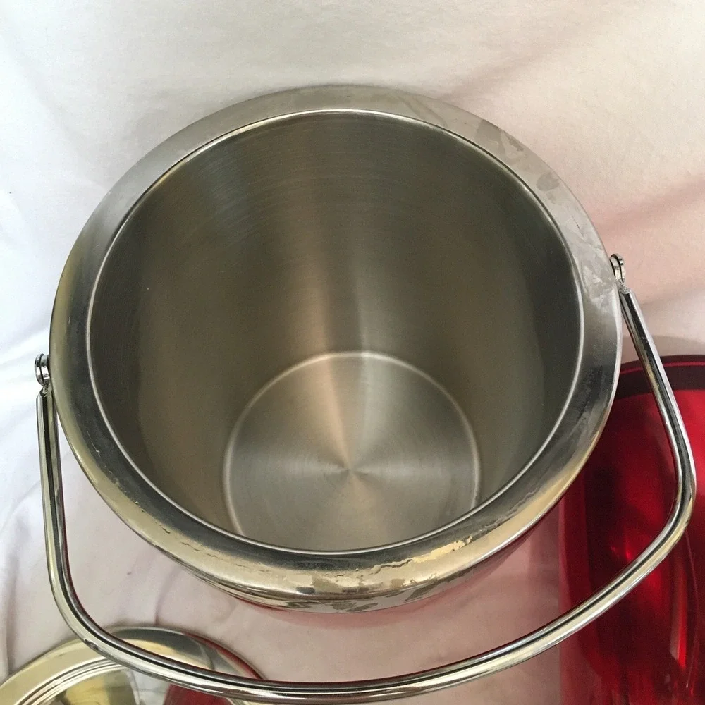 Bar Set Wine Chiller‎ Cocktail Shaker Ice Bucket Red Acrylic S.Steel Valentines